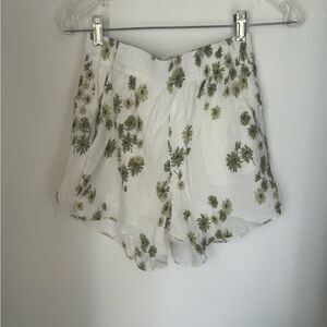 Abercrombie & Fitch Floral Smocked Waist Mini Shorts White Green Size S